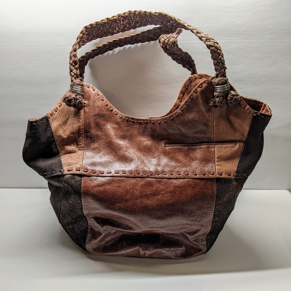The Sak Handcrafted Leather Patchwork Bag